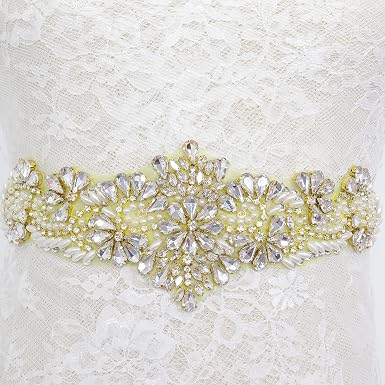 Rhinestone Applique Wedding Bridal Sash 