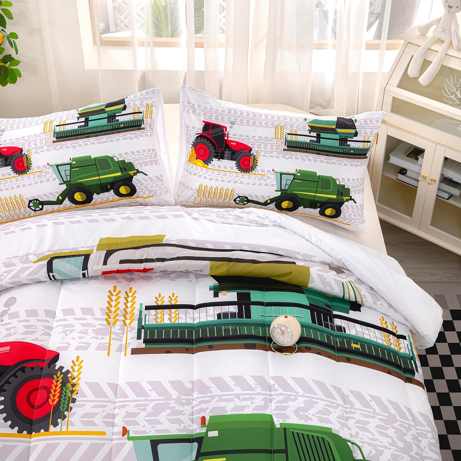 CVHOUSE Bedding Set for Boys, Tractor Comforter Twin, Cartoon Truck Quilt Set with 1 Comforter and 2 Pillow Cases- 3 Piece - Image 5