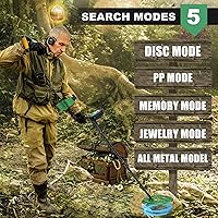 Vista 5 de PalliPartners - Detector de metales para adultos impermeable profesional de mayor precisión, detector de oro con pantalla LCD, 5 modos, chip DSP