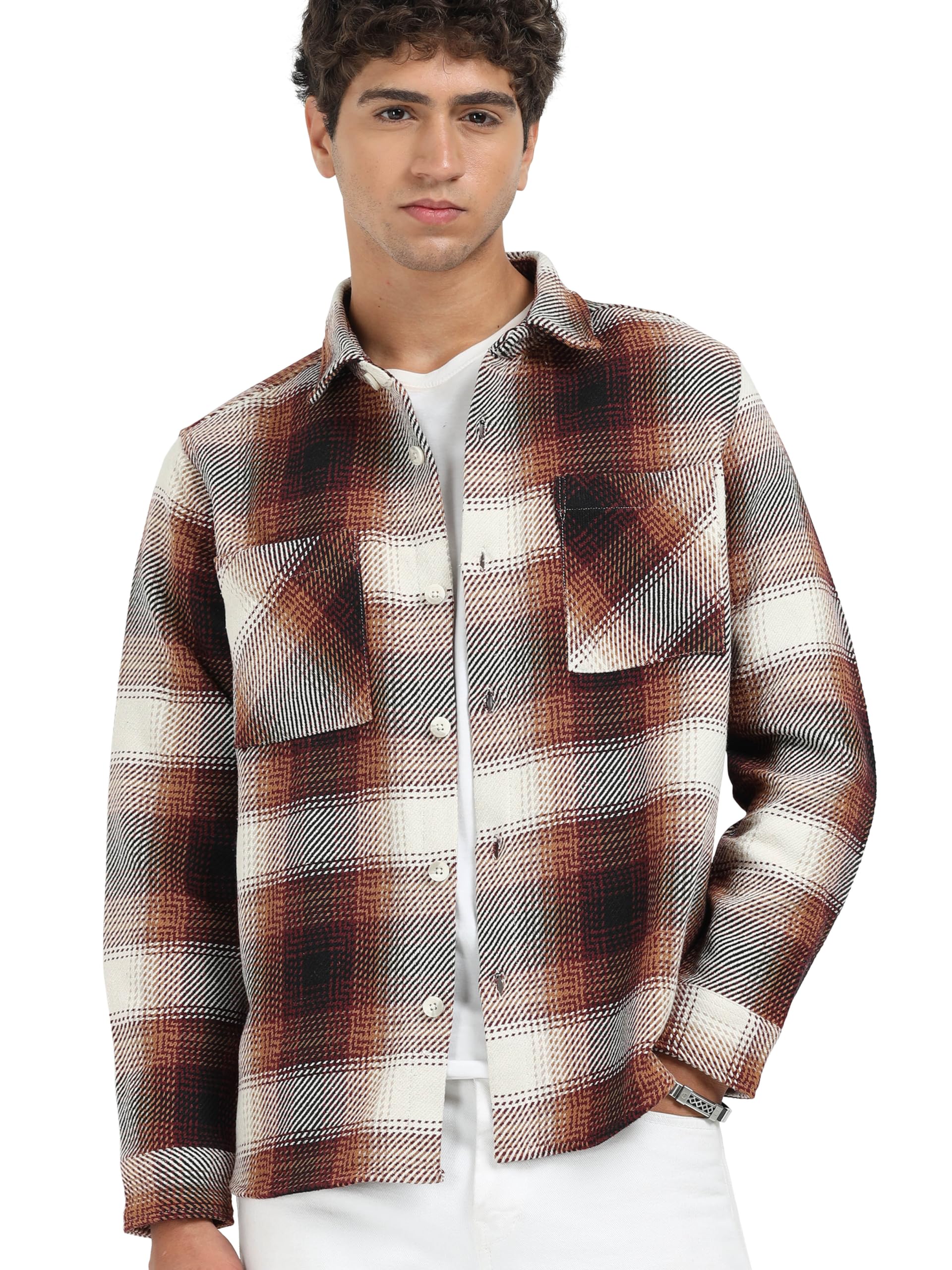 stitchx Men's Full Sleeve Overshirt Checkered Textured Shacket XS-2XL-picture-38