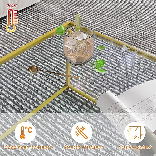 Miniatura 4 de Mesa de café de vidrio moderna, mesa central minimalista, mesa de café para sofá y bandeja de té para sala de estar, superficie de vidrio templado