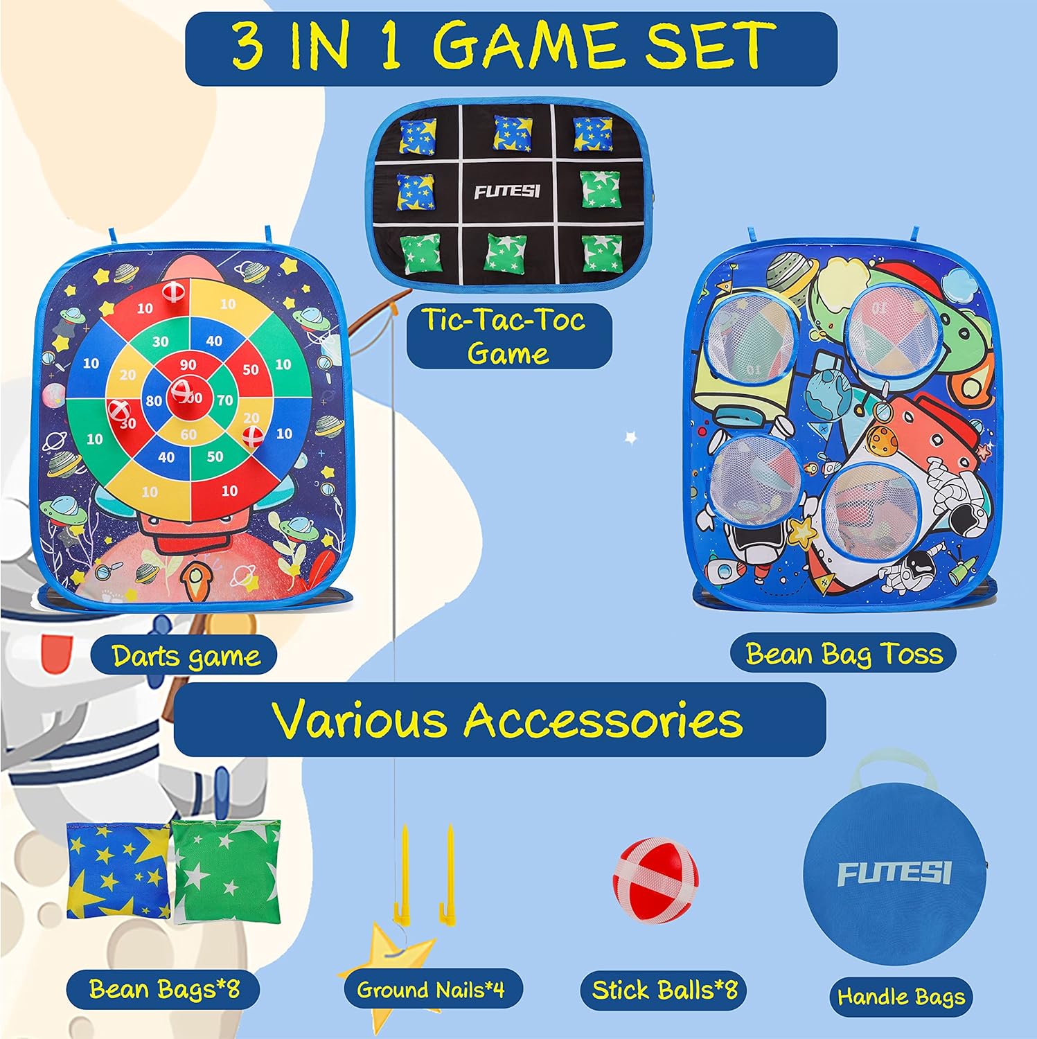 FUTESI 3 in 1 Bean Bag Toss Game for Kids,Outdoors Toys for 3 4 5 6 7 Year Old Boys Girls Best Birthday, Funny Outside Toys Toddler Cornhole Game Toy for Outside,Indoor,Travel,Party : Toys & Games