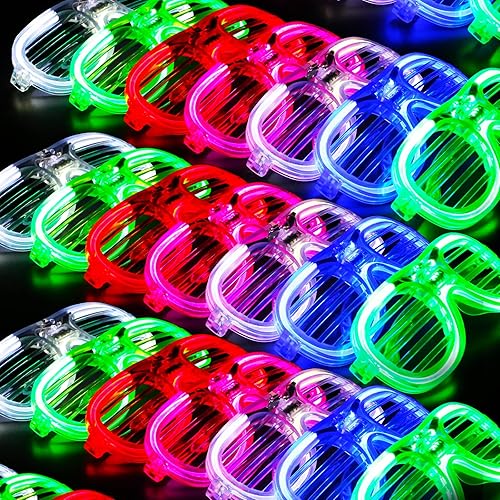 Miniatura 7 de Paquete de 100 lentes que brillan en la oscuridad para niños y adultos 5 colores con luz LED con 3 modos intermitentes suministros de recuerdo de