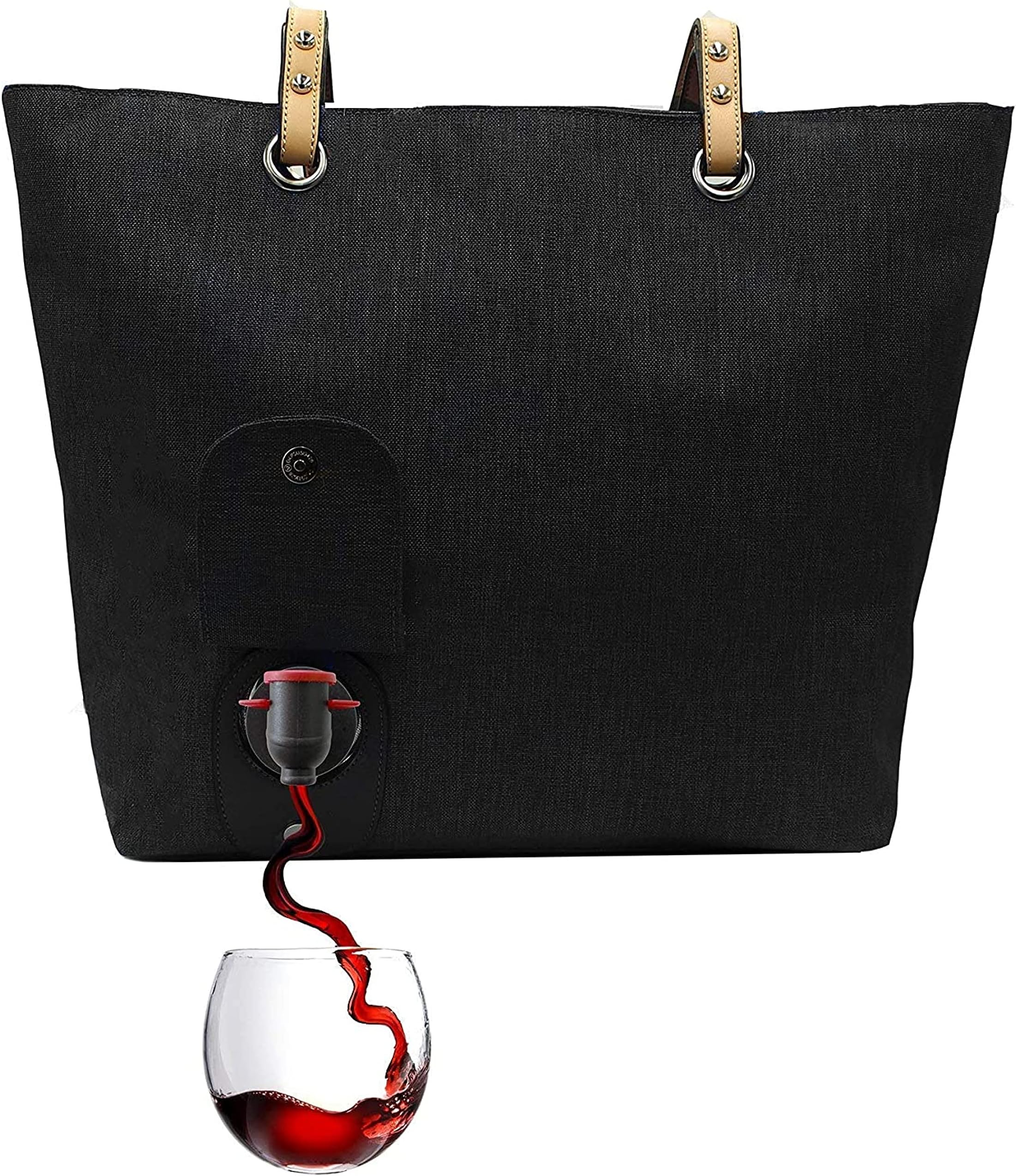PortoVinoCity Wine Tote (Black) - Fashionable Wine Purse with Hidden, Insulated Compartment, Holds 2 bottles of Wine!