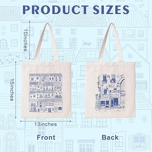 Miniatura 4 de THEYGE Bolso de mano vintage Linda bolsa estética de lona estilo casa de campo para mujer Bolsa reutilizable para compras y playa