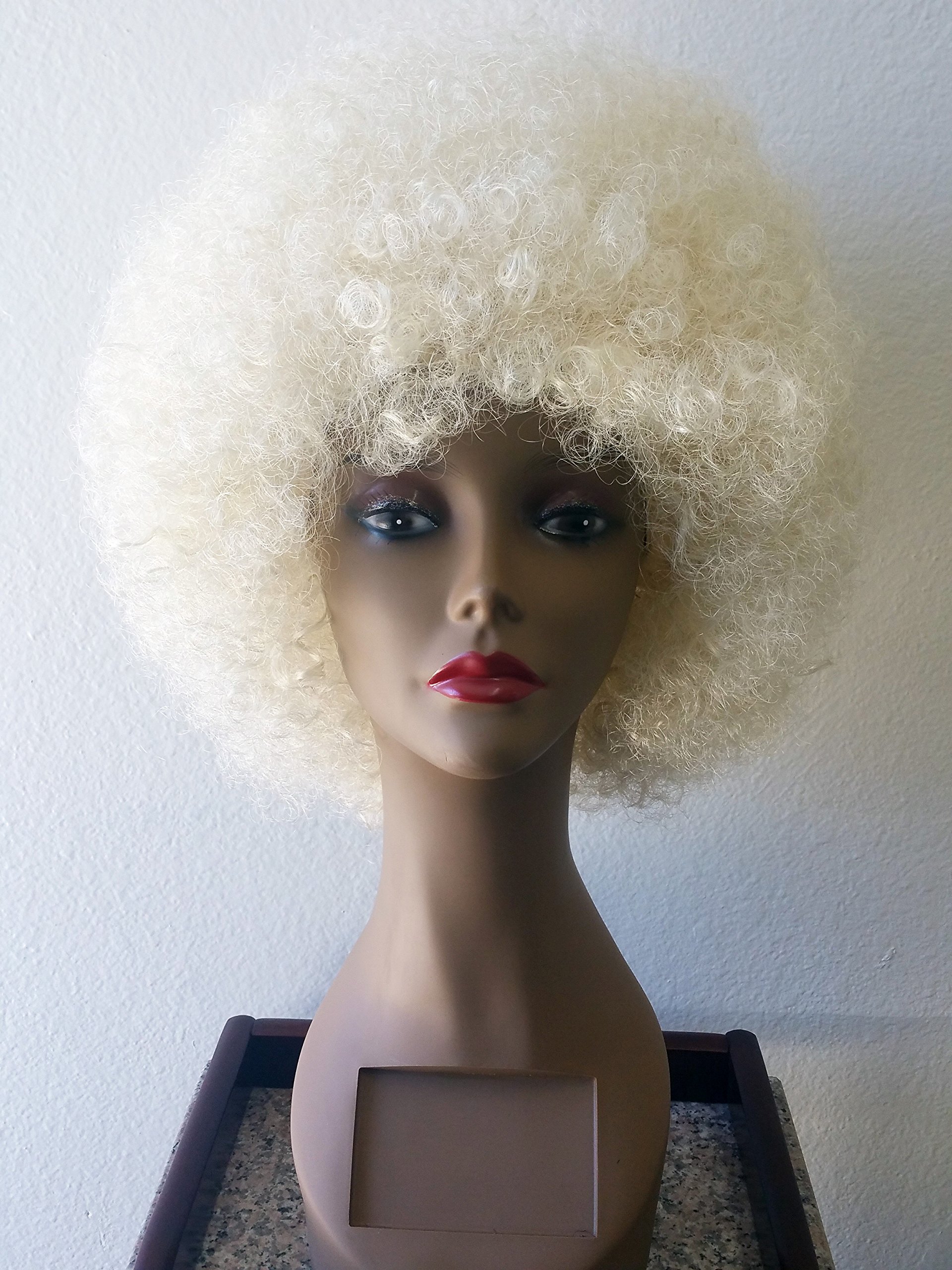 Blonde Afro Wig | 70's, Hippie, Disco Costume Wig, Funky Blonde Afro Puff Hair