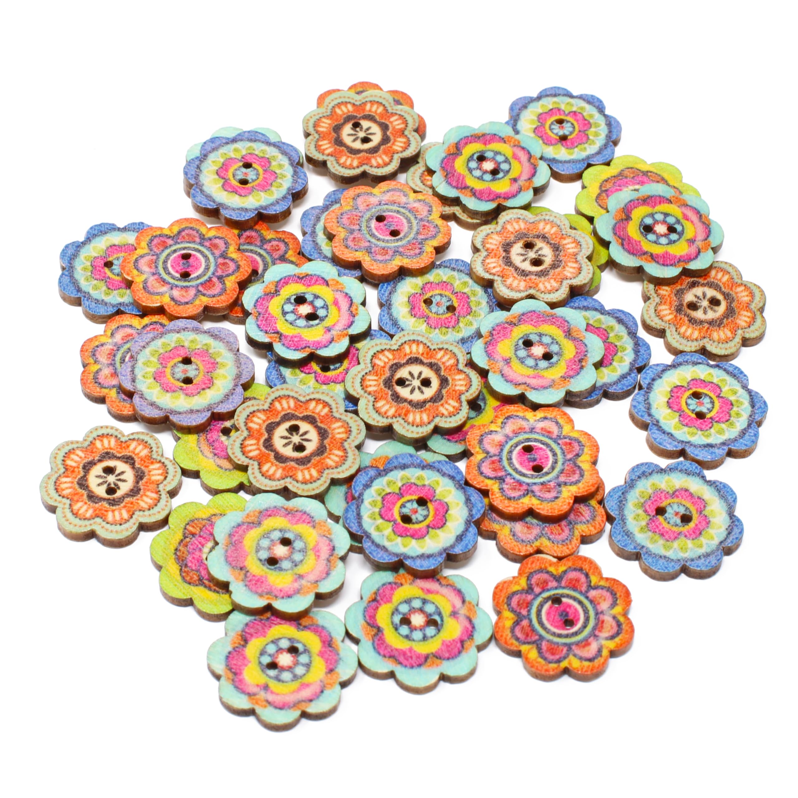 Special Touches 40 Mix 20mm Natural Floral Flower Buttons Craft Cardmaking Embellishments