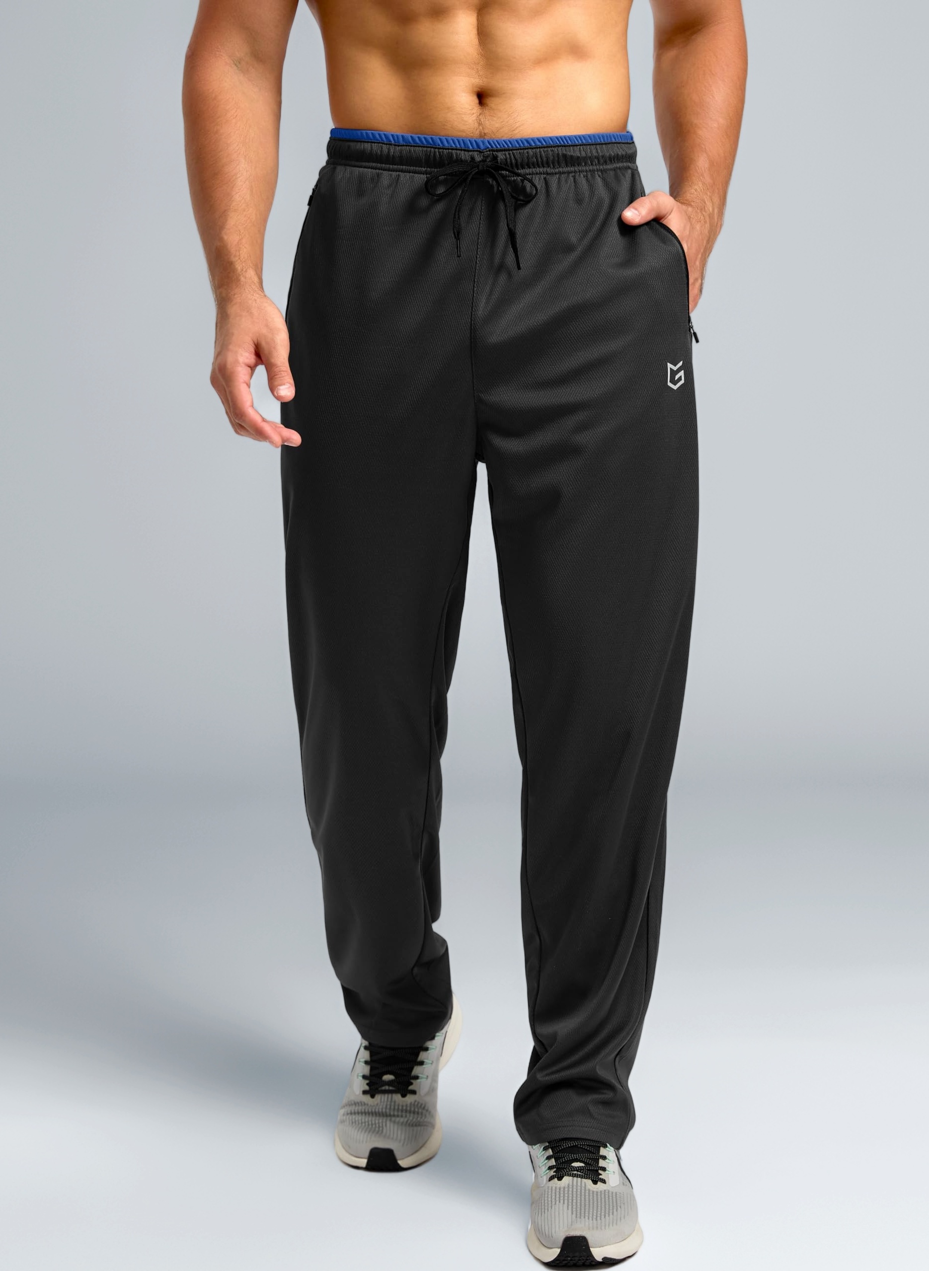 G Gradual Men's Sweatpants with Zipper Pockets Open Bottom Athletic Pants for Men Workout, Jogging, Running, Lounge