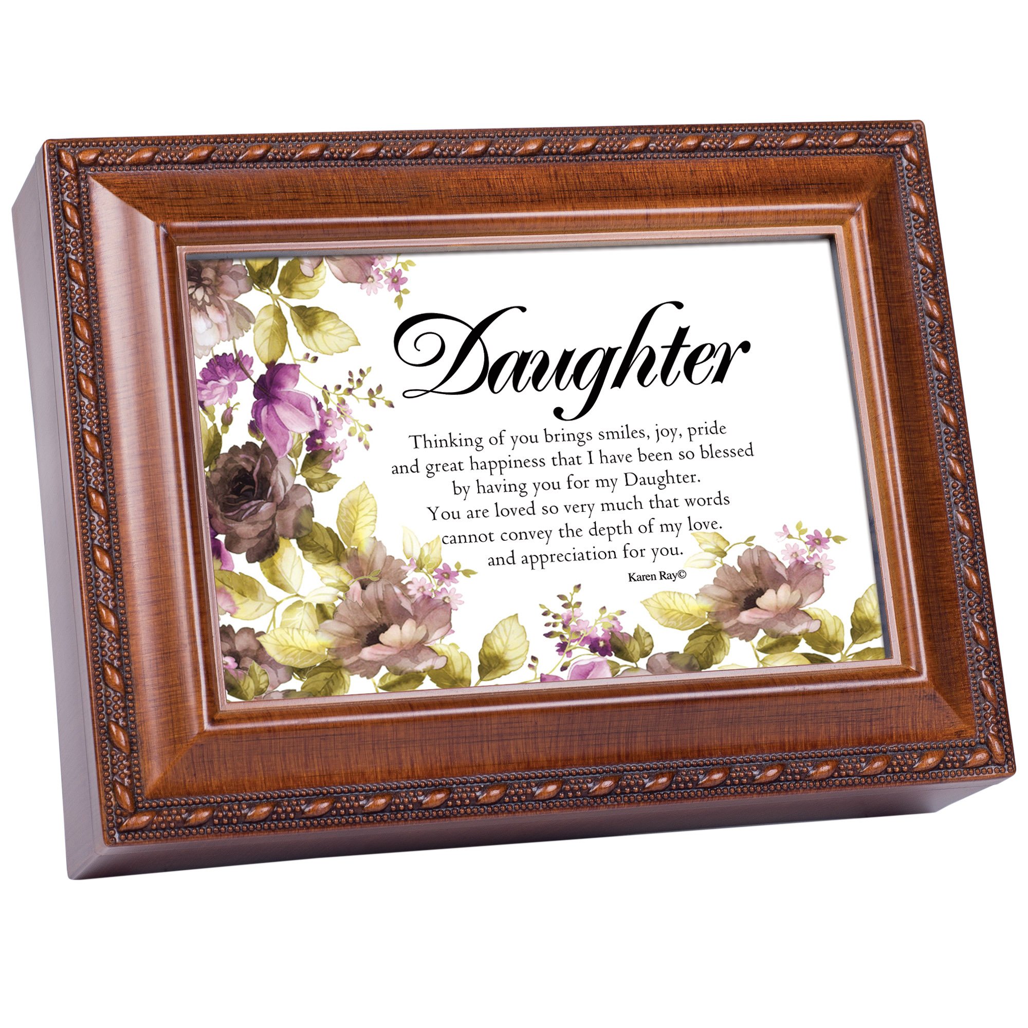 Cottage Garden Daughter Gives Happiness Love Woodgrain Keepsake Music Box Plays You Light Up My Life