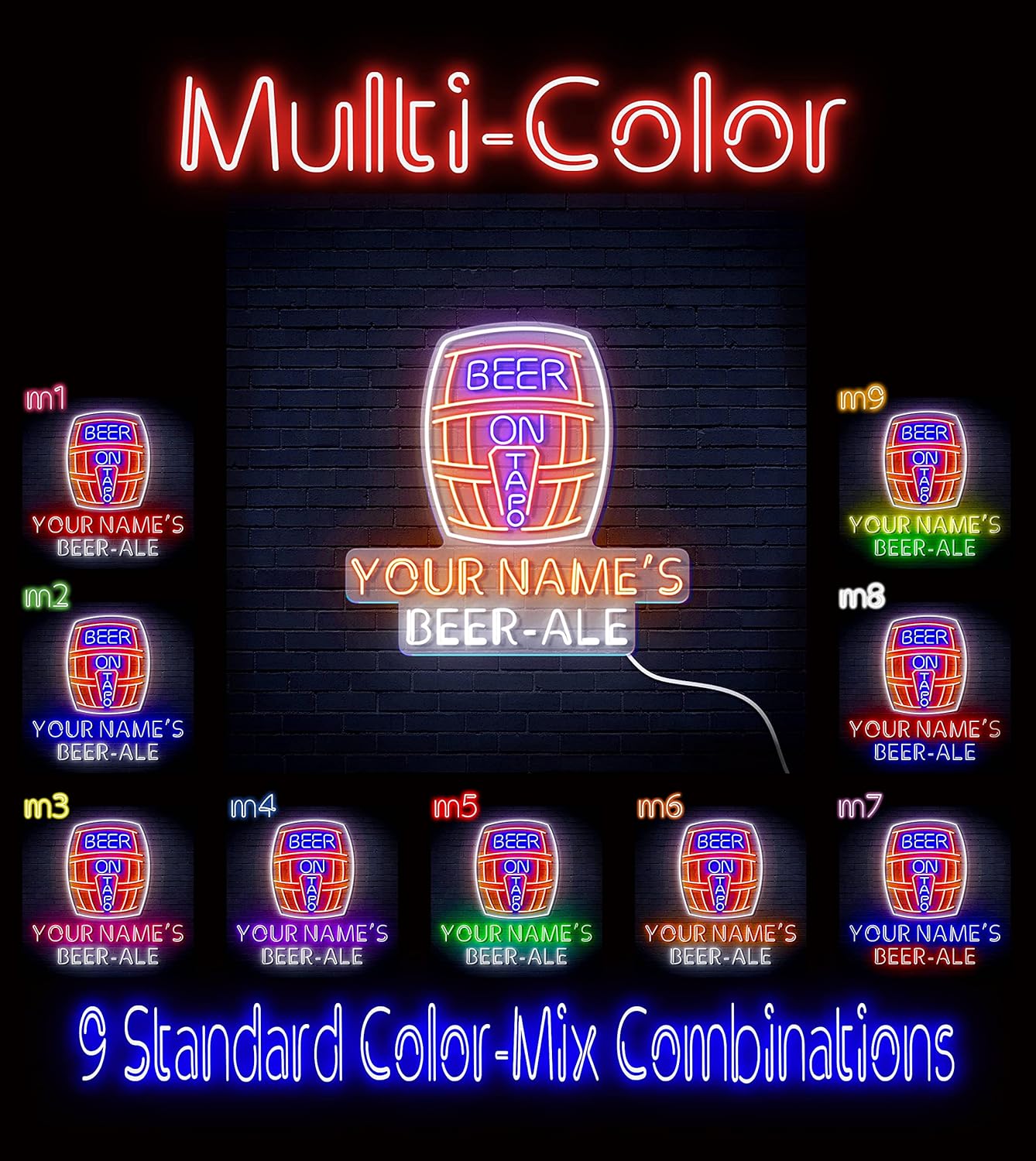 ADVPRO Bar Beer Ale Pub Personalized Ultra-Bright LED Neon Sign - Multi-Color 3 - st16s55-fn-p0026-tm-m3