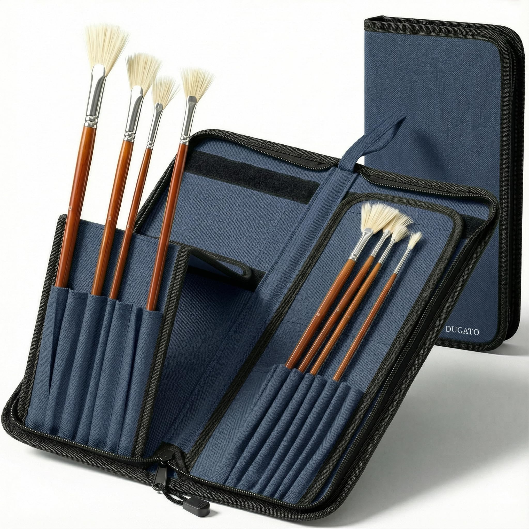 DUGATO Long Brush Holder &amp; Organizer, Canvas Case 5.7 x 14.8 in, Blue