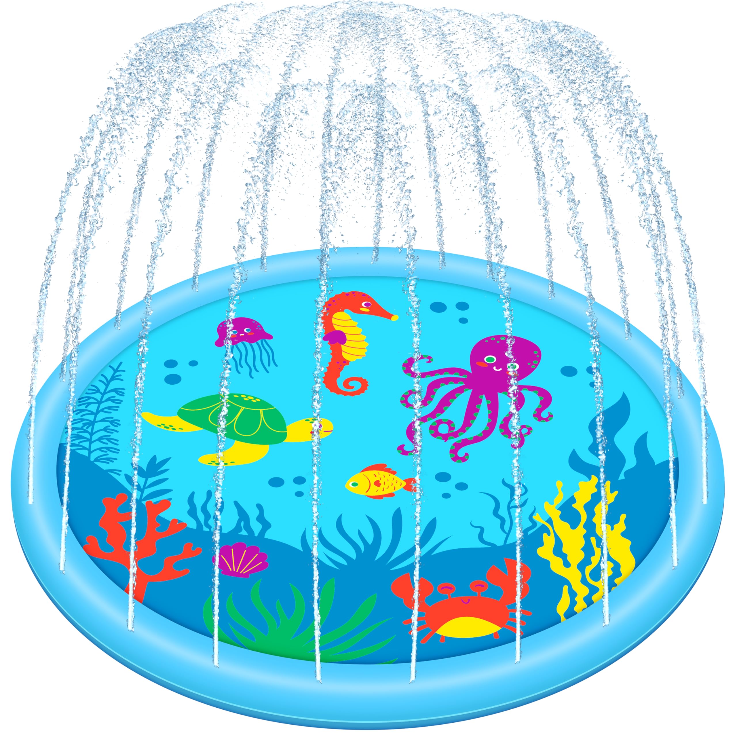 Photo 1 of SLOOSH 60" Splash Pad Water Toys - Sprinkler Mat for Toddler Kids Baby Play Water Games Pool Fun, Summer Outdoor Garden Lawn Backyard Party Supplies Gifts for Boys Girls (Sea Themed)