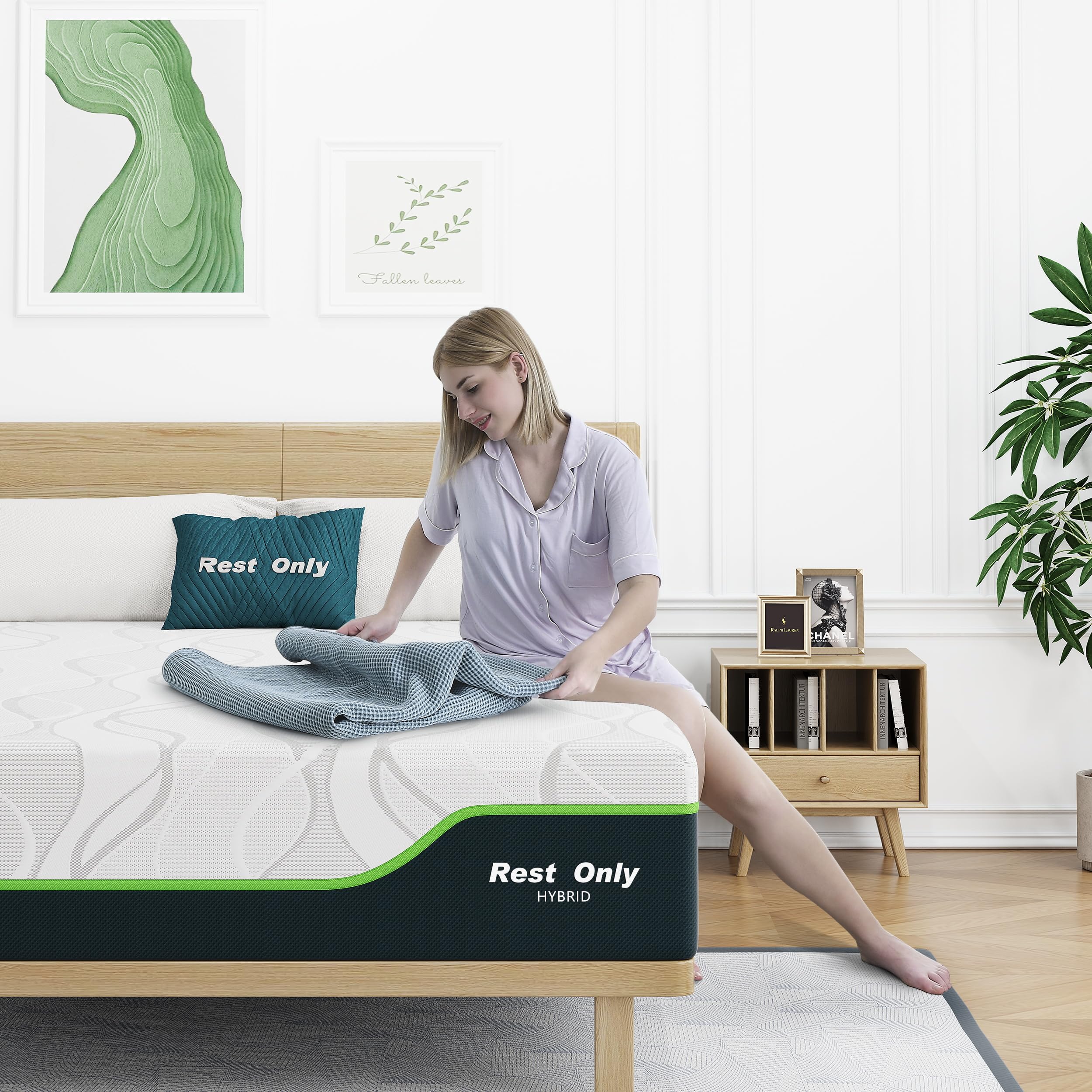 Queen Mattress 12 Inch,Rest Only Cooling Gel Memory Foam & Pocketed Coils Hybrid Mattress in a Box, Medium Firm for Pressure Relief and Motion Isolation