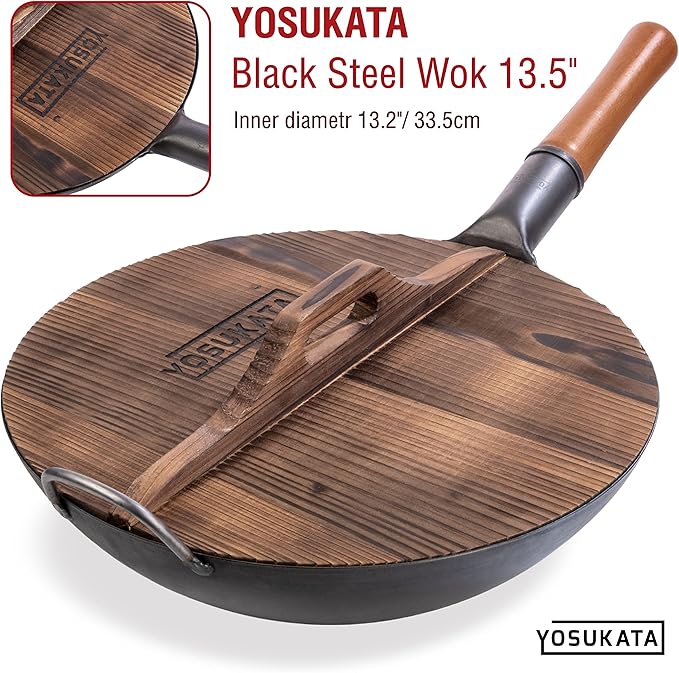 Wok de acero al carbono YOSUKATA 13.5 pulgadas con tapa miniatura 9