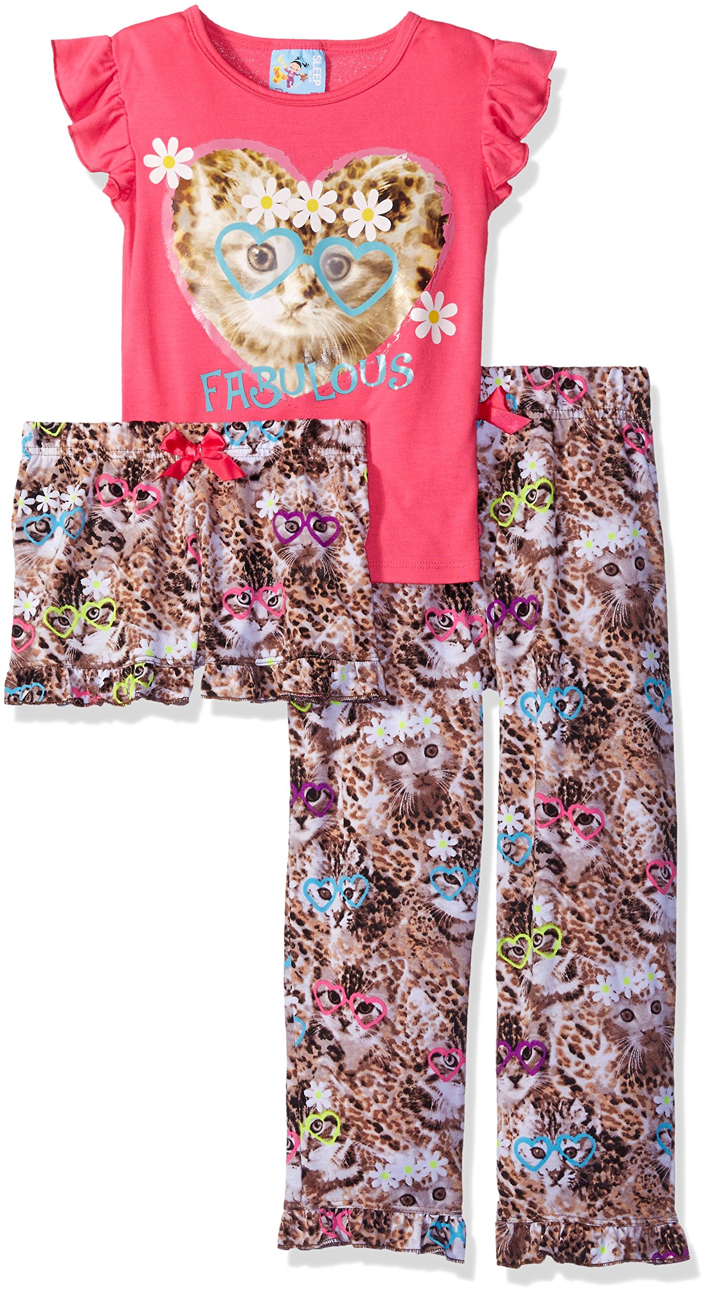 Bunz Kidz Baby Girls' Little Fabulous Kitty 3pc Sleepwear Set
