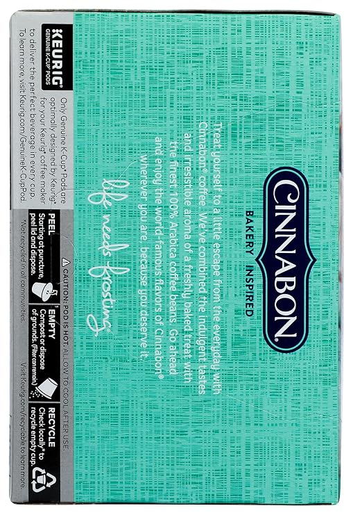 Cinnabon Classic Cinnamon Roll Keurig Single-Serve K-Cup Pods, Light Roast Coffee, 12 Count (Pack of 1)