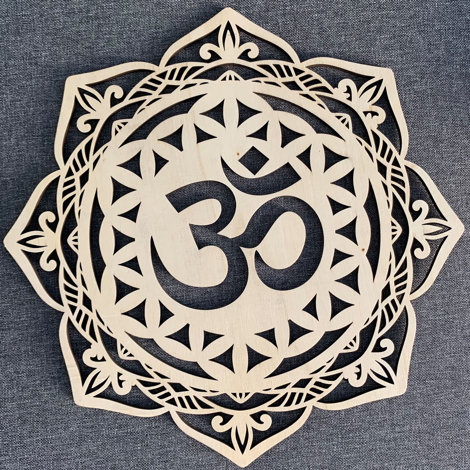 Sacred Lotus Flower Wall Art Set 4Pcs 12” Wood Om Wall Decor Mandala Hamsa Hand Wooden Art Tree of Life Yoga Decor Crystal Grid Meditation Chakra Wood Wall Hanging Decor Spiritual Gifts Zen Home Decor - Image 4