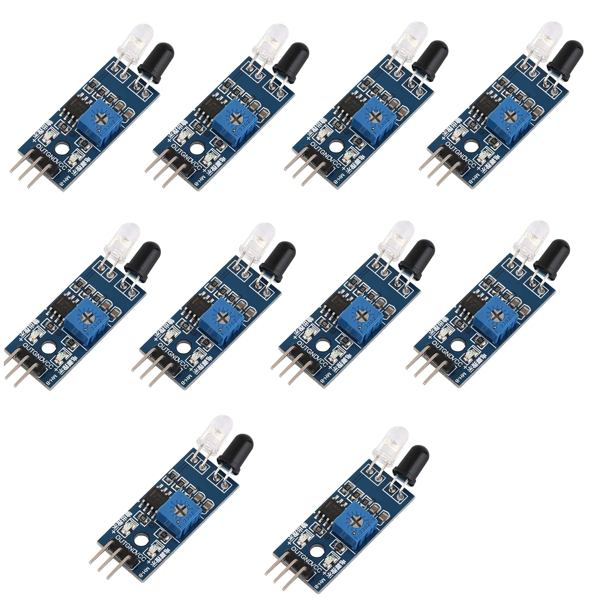Techleads IR Infrared Obstacle Avoidance 3 Wire Reflective Photoelectric Sensor Module For Arduino (10 Pcs)
