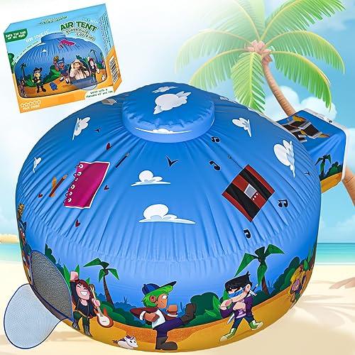 Skywin Tienda de campaña de aire para niños, estilo Blox con puerta, tienda de campaña inflable de 77 x 50 pulgadas, se instala y se almacena en