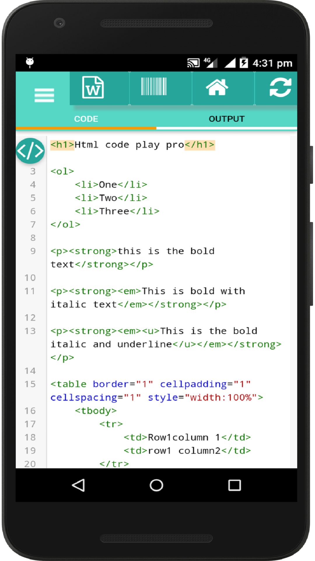 HTML Code Play Pro - App on Amazon Appstore