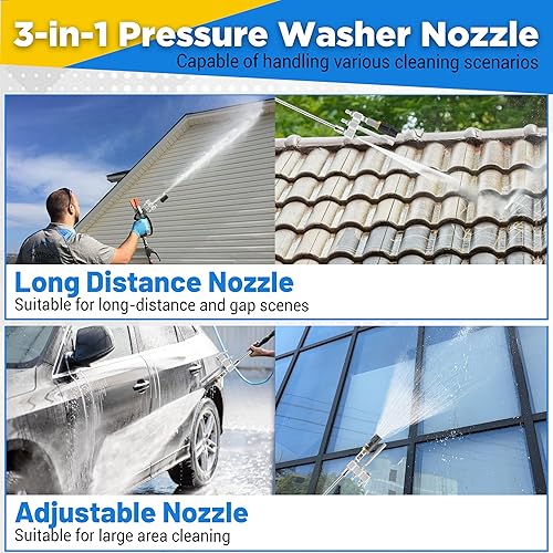 Miniatura 8 de Pressure Washer Tips, 15° Yellow Pressure Washer Nozzle, Power Washer Nozzle Tips 7 Pack, 1/4 Inch Quick Connect, M5 Twist Nozzle, 3-in-1 Long Range