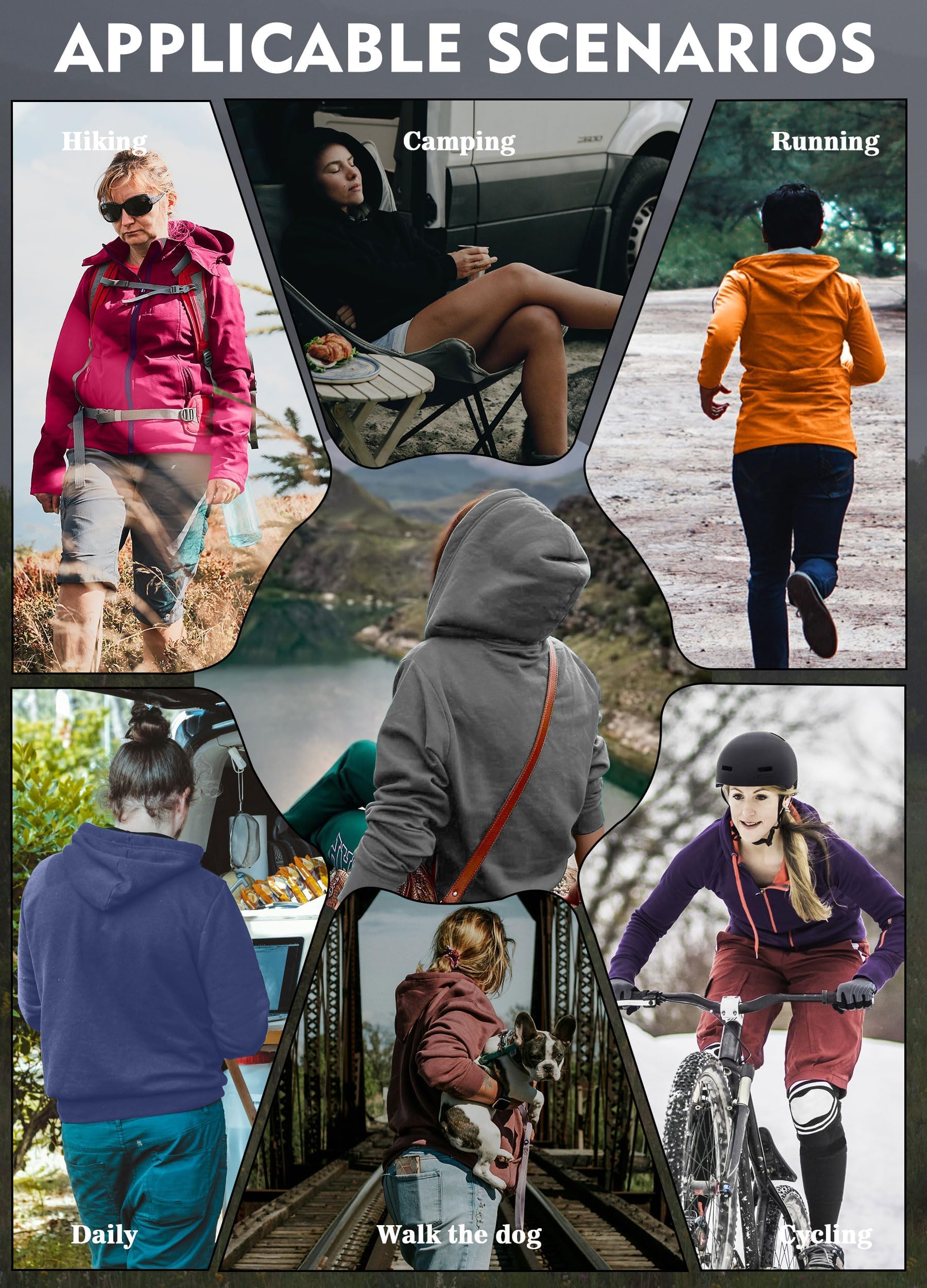 ATLASLAVA Damen Softshelljacke Wasserdichte Atmungsaktive Leichte Fleece Kapuze Übergangsjacke Laufen Wanderjacke S-XXL