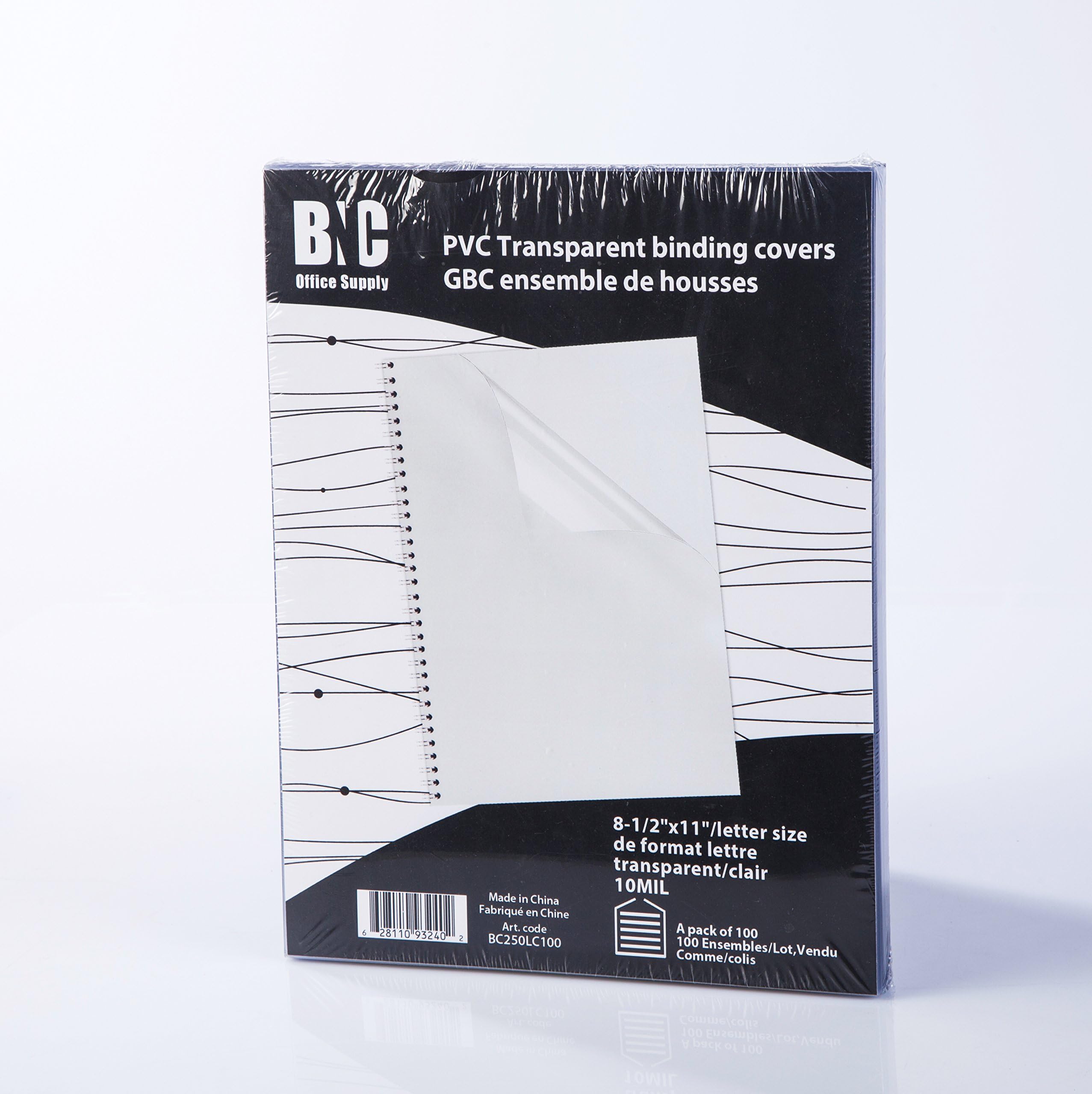 BNC OFFICE SUPPLY PVC Binding Cover - 10 mil Pack of 100 Letter Size
