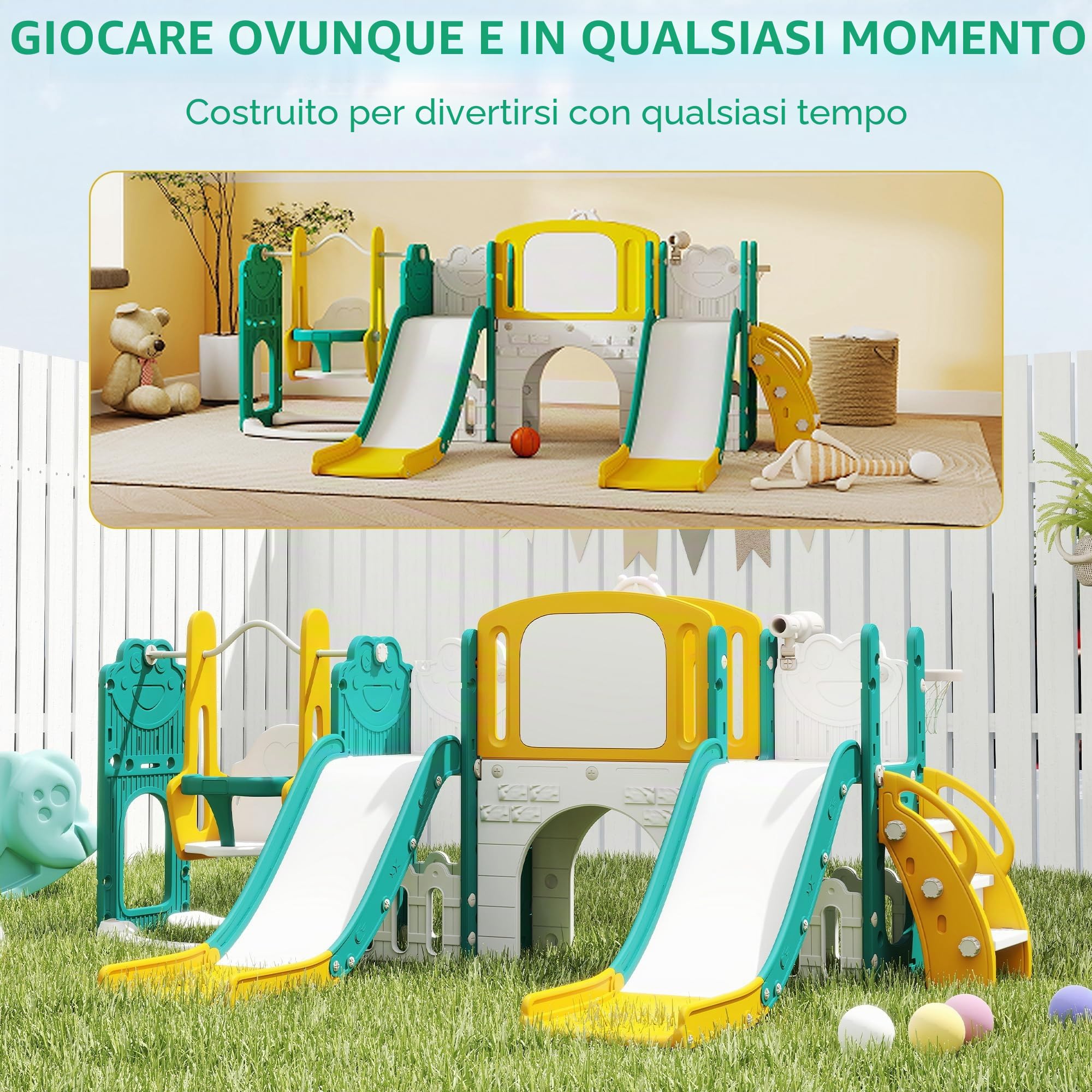 AIYAPLAY Scivolo Bambini con Canestro da Basket 1-3 Anni