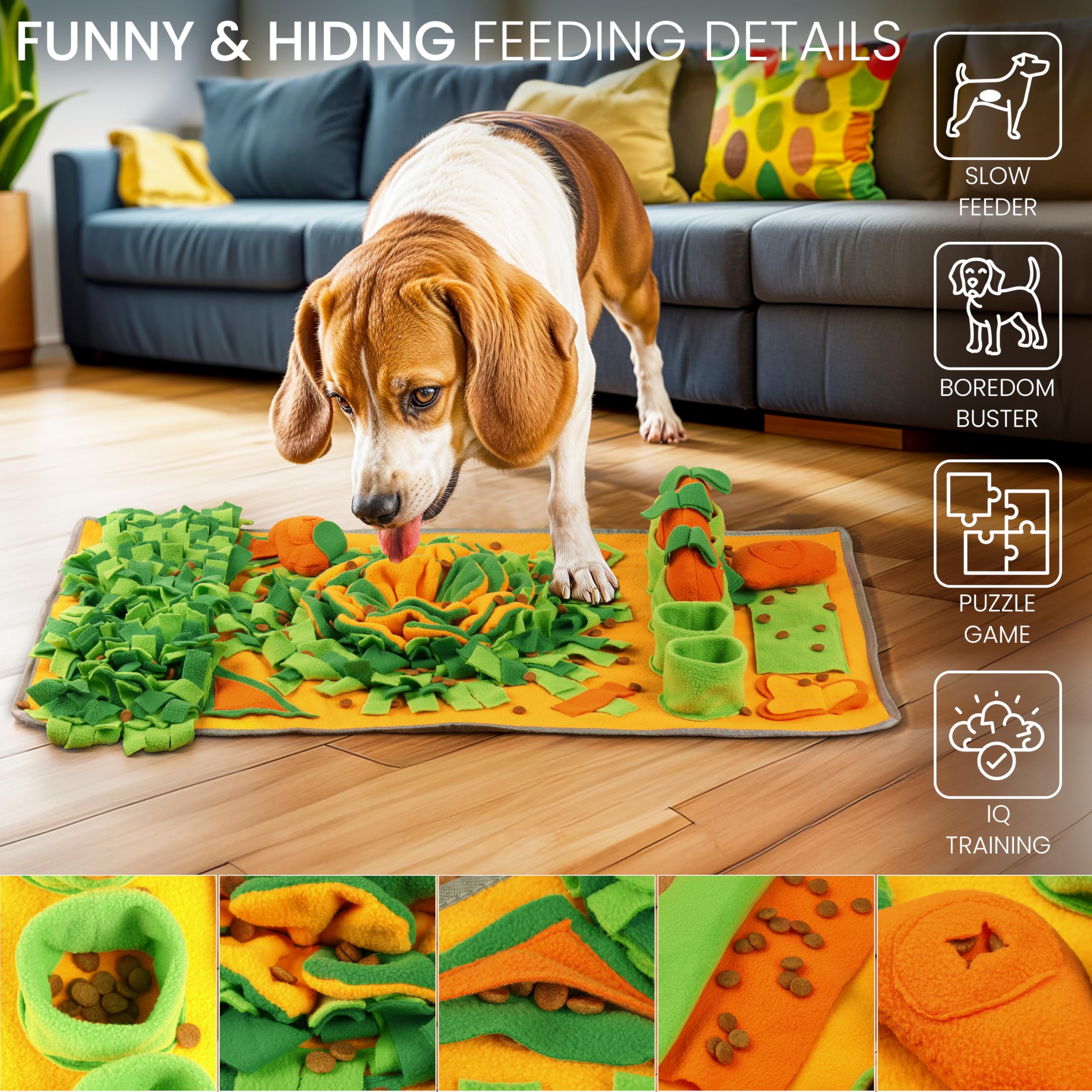 Belle Vous Tappeto Olfattivo per Cane - Tappetino Interattivo con Giochi di Intelligenza - Gioco Interattivo per Cani Grandi e Piccoli - Supporto da Gioco e Alimentazione