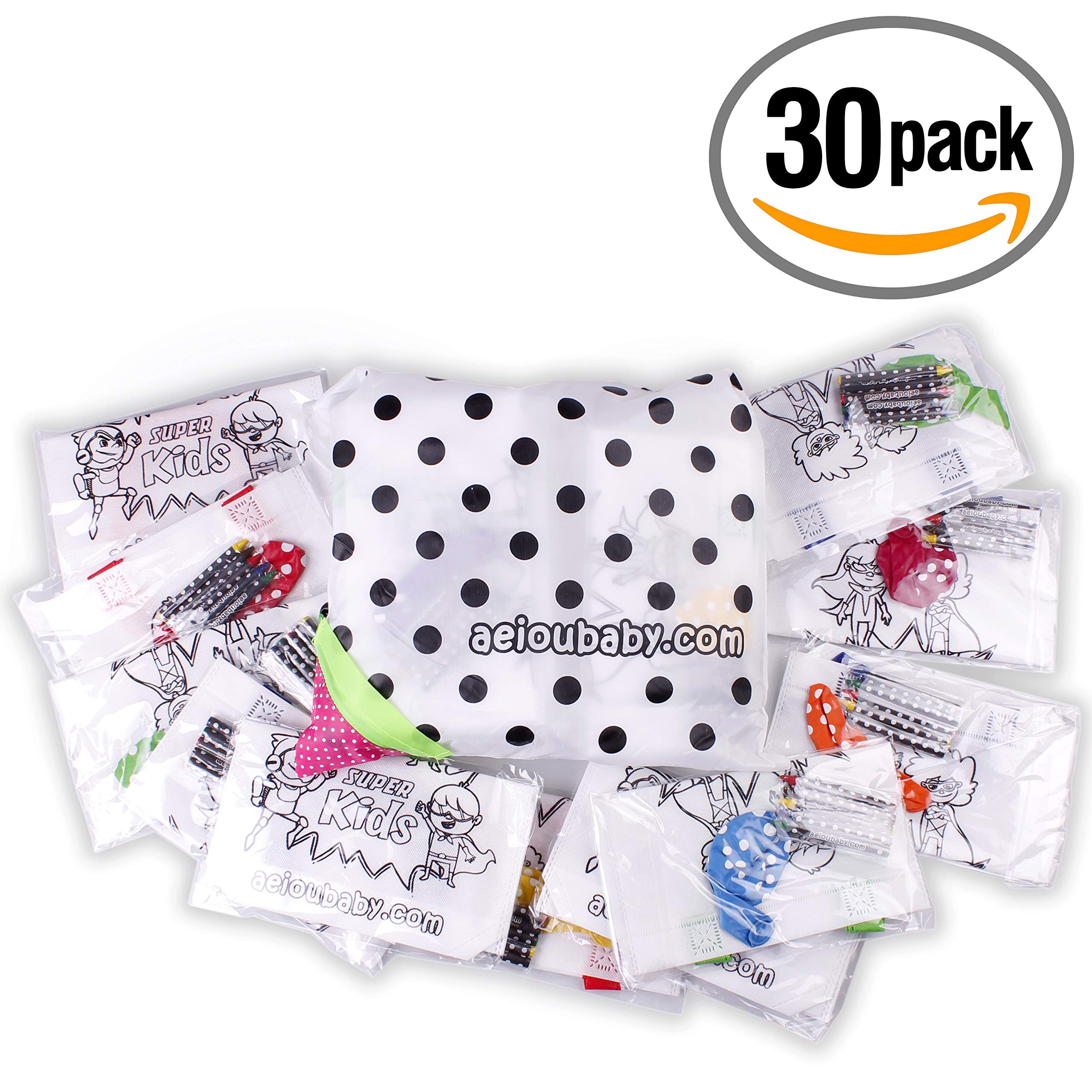 aeioubaby.com Bolsas para Colorear | Regalos de Cumpleaños para Niños con 5 Ceras y Globo | Actividad Creativa para Fiestas Infantiles | Pack 30 Cuento