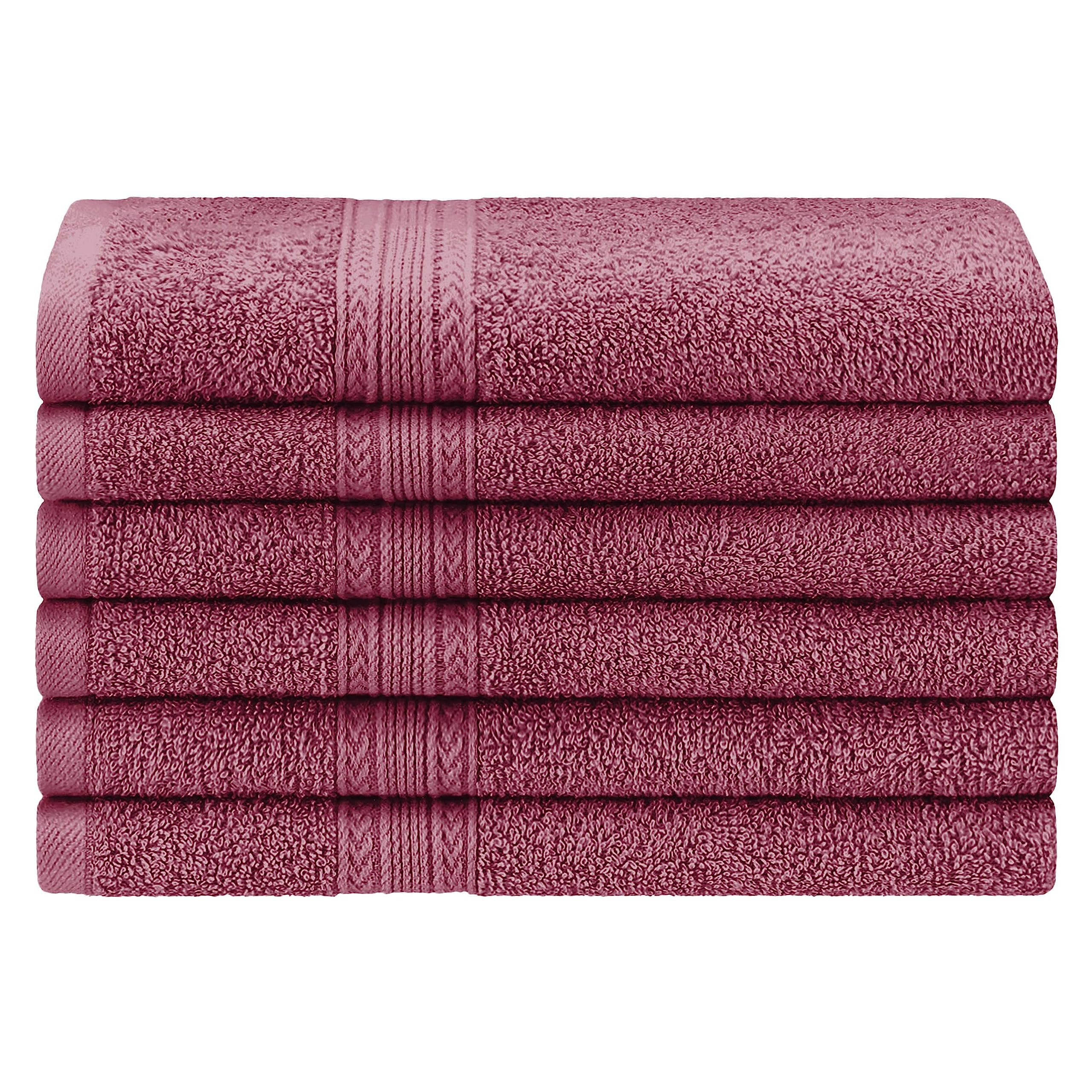 Superior Eco-Friendly Cotton 6-Piece Hand Towel Set, Small Towels for Spa, Resort, Hotel, Guest Bath, Kitchen, Quick Dry, Soft, Bathroom Accessories, Home and Apartment Essentials, Rosewood