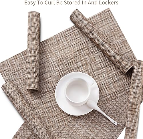 Miniatura 4 de Juego de 8 manteles individuales antideslizantes y resistentes al calor, resistentes a las manchas, para mesa de cocina, manteles individuales de