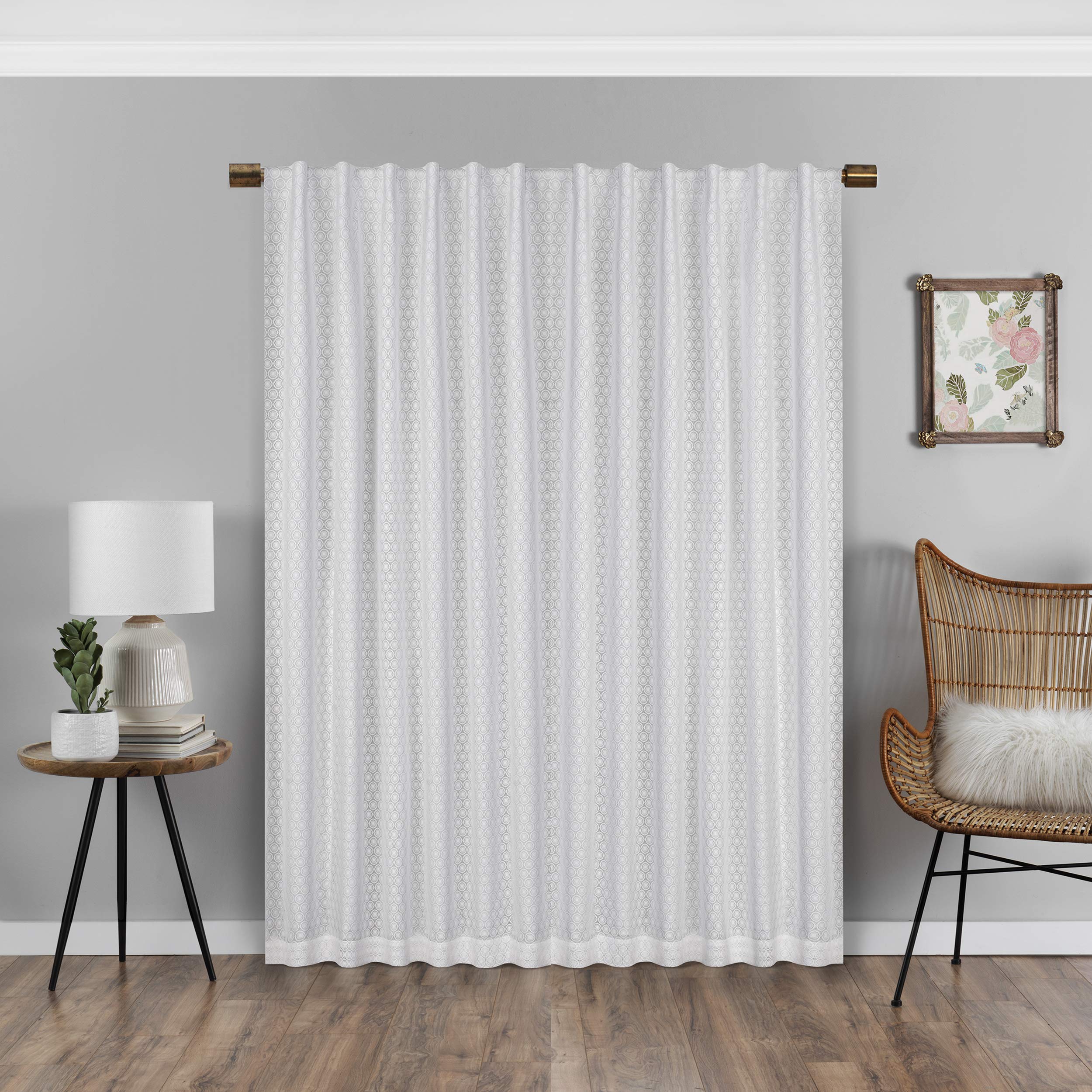 ECLIPSE Nora Crochet Rod Pocket Curtains for Bedroom, Single Panel, 50" x 84", White