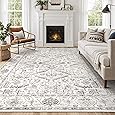 GarveeHome Large Area Rug 9x12 Rugs for Living Room Washable Rug Non Slip Modern Abstract Rug Low Pile Foldable Thin Rug Soft Indoor Non-Shedding Carpet for Bedroom Nursery Home Office Beige/White