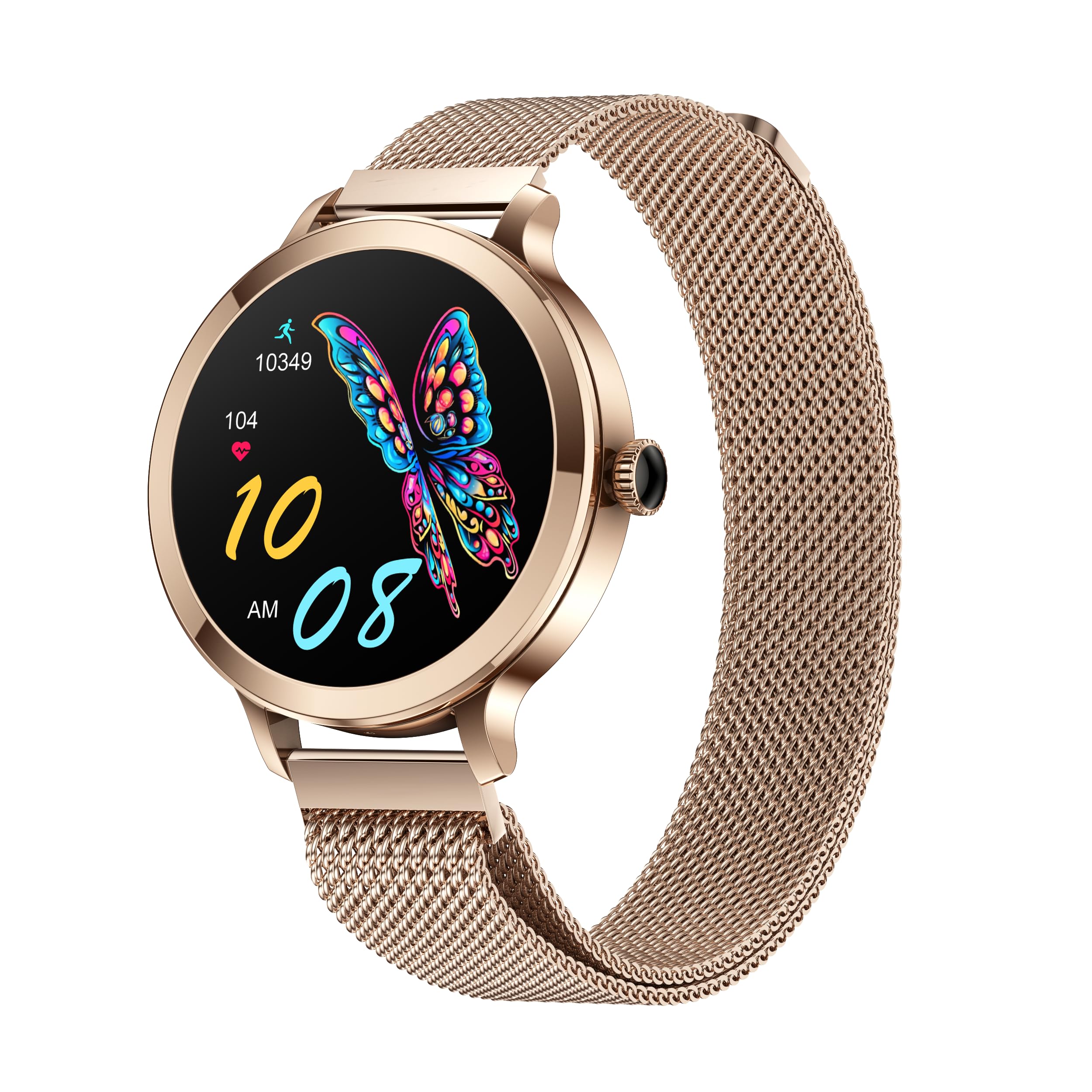 Montres Connectées Femme avec Tension Artérielle/Réponse aux Appels/Rythme Cardiaque/Pas/Sommeil/Multisports/Étanche IP68, Tracker Fitness 1,19" pour iOS Android (Doré)