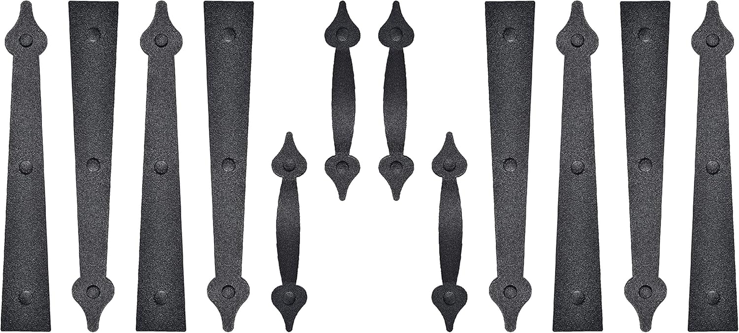2 Pack/Set Garage Door Magnetic Decorative Hardware Carriage Accents Faux Hinges Handle Kit Curb Appeal Decor,Color Black