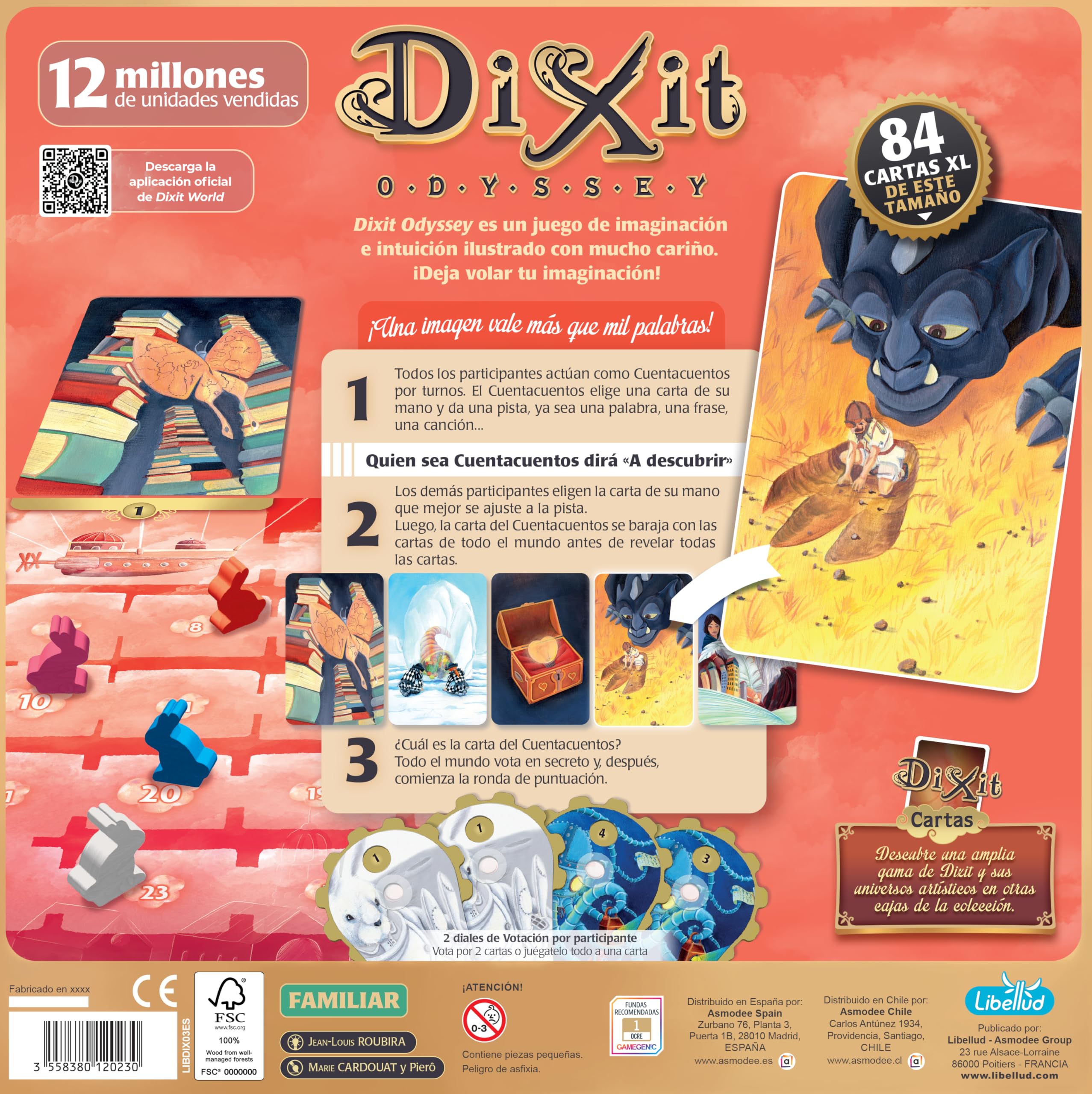 Asmodee Dixit Odyssey, Juego de Imaginación y Creatividad | Ganador de Varios Premios, A Partir de 8 Años, De 3 a 12 Jugadores, 30 Minutos por Partida, Español