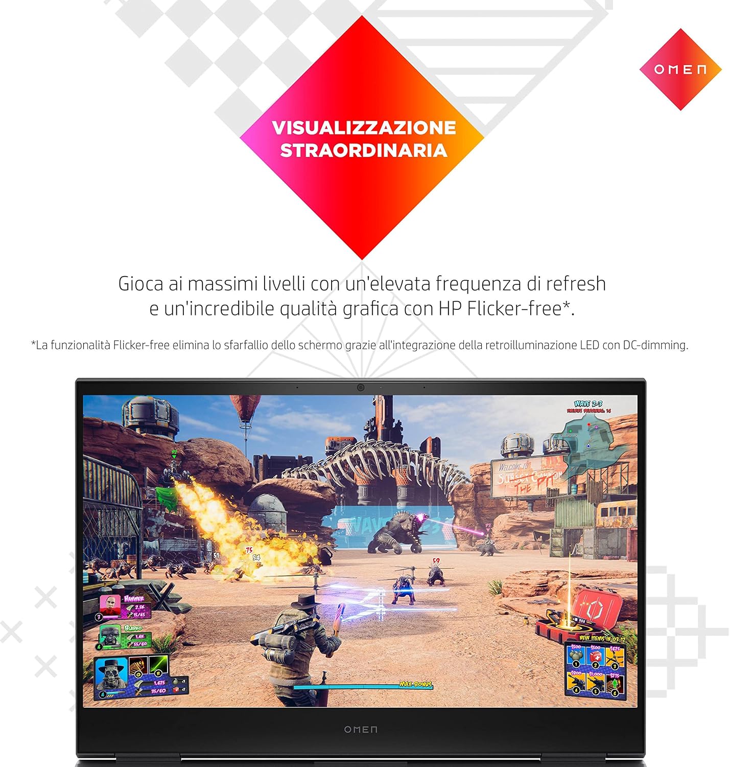 HP - Gaming OMEN 16-C0004SL Notebook, AMD Ryzen 7 5800H, 16GB Ram DDR4, 512GB SSD NVMe PCIe, Display 16,1 FHD 144Hz IPS, Grafica AMD Radeon RX 6600M 8GB di GDDR6, Wi-Fi 6, Windows 11 Home, Nero