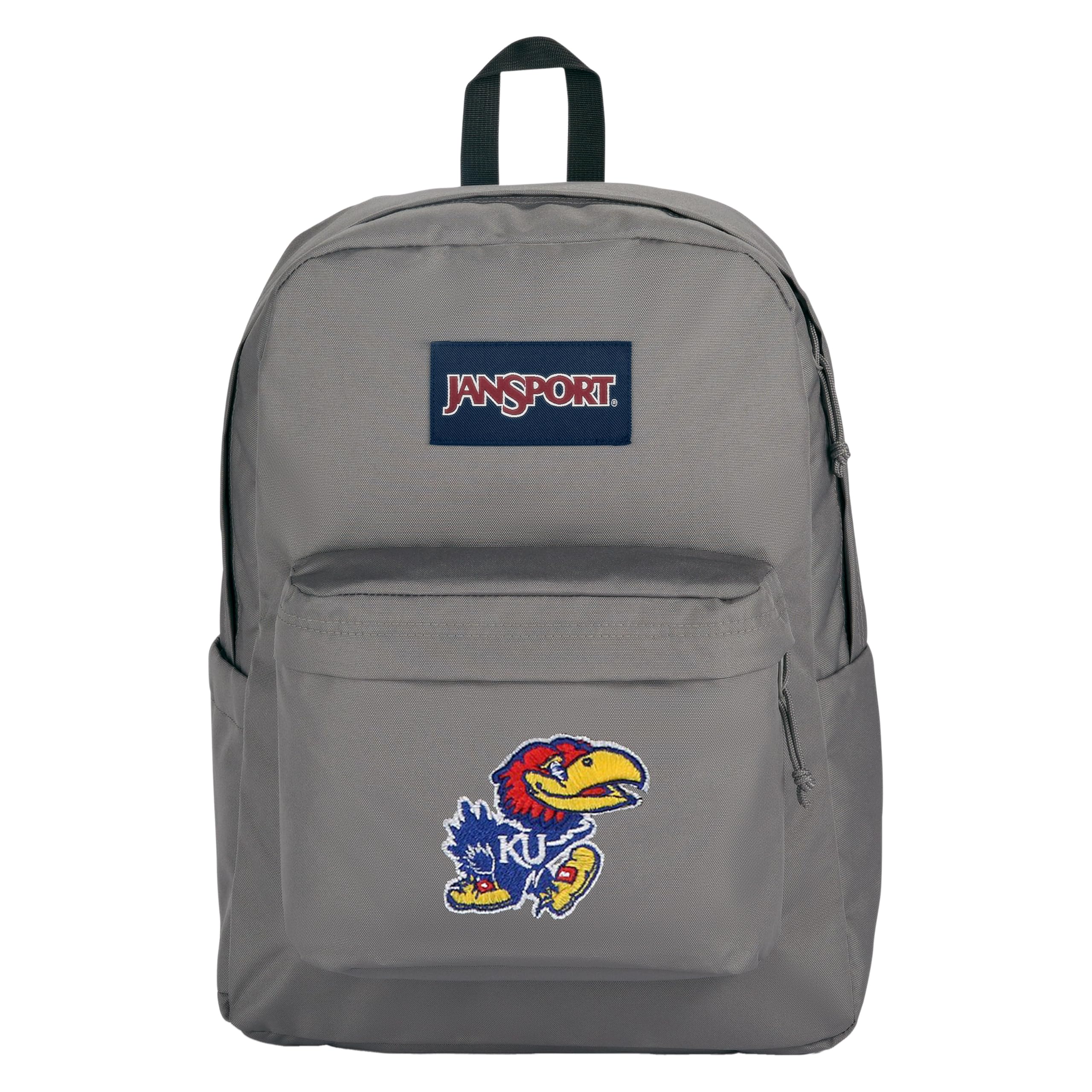 JanSport NCAA Officially Licensed Backpack, Kansas Jayhawks, Superbreak Plus with Padded 15'' Laptop Sleeve, Spacious Computer Bag for Men &amp; Women, Durable Daypack with Bottle Pocket, Graphite Grey