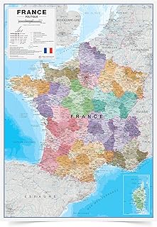 Politische Karte von Frankreich 84,1 x 118,9 cm - Poster Französische Regionen & Departements Besichtigt - Maps International + 60 Jahre Erfahrung in der Kartographie