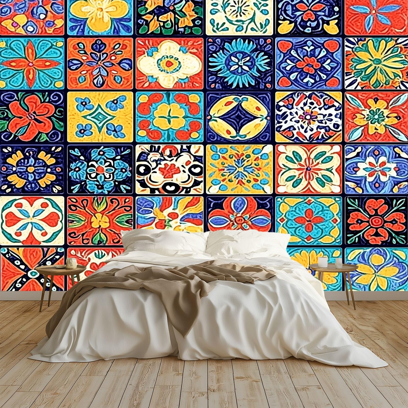 Fototapeta z włókniny, 450 x 280 cm, meksykański geometryczny wzór, tapeta do salonu, nowoczesna tapeta z włókniny, XXL, tapeta ścienna, tapeta z motywem, efekt 3D, dekoracja ścienna, kolor