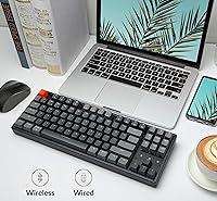 Vista 2 de Keychron K8 Teclado mecánico inalámbrico BluetoothUSB con cable, intercambiable en caliente, 87 teclas, retroiluminación LED RGB, interruptor marrón