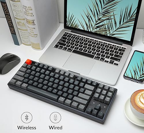 Miniatura 2 de Keychron K8 Teclado mecánico inalámbrico BluetoothUSB con cable, intercambiable en caliente, 87 teclas sin llave tenkeyless RGB con retroiluminación