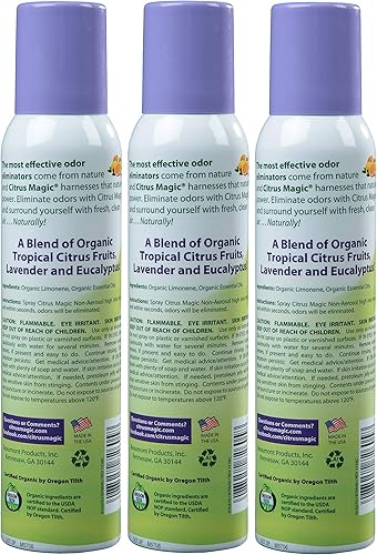 Miniatura 2 de Citrus Magic Ambientador en aerosol orgánico natural que elimina el olor, eucalipto lavanda, 3 onzas, paquete de 3