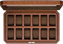ROTHWELL 12 Slot Leather Watch Box - Luxury Watch Case Di…
