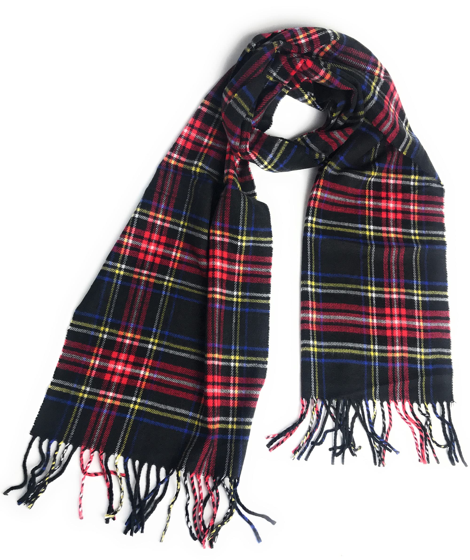 Kgm Unisex Black Tartan Super Soft Plaid Tartan Check Scarf - Scarves For Men - Woman`S Scarfs (Black Tartan)