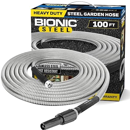 Bionic Steel 304 Stainless Steel Metal Garden Hose - Lightweight, Kink-Free, and Stronger Than Ever, Durable and Easy to Use