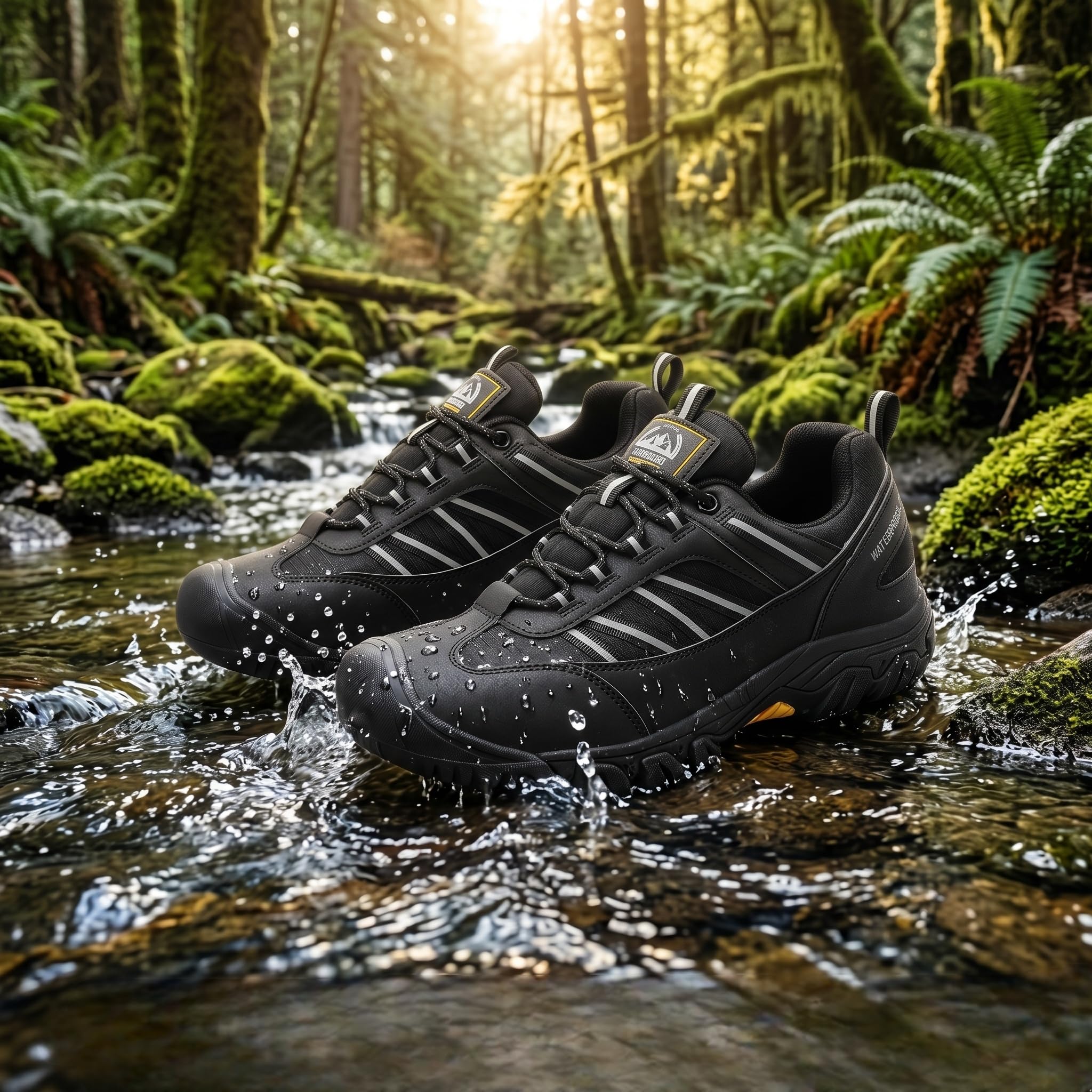 Scarpe da Escursionismo Impermeabili Uomo Scarpe da Trekking Arrampicata All'aperto Antiscivolo Traspiranti con Strisce Riflettenti, Protezione Punta e Linguetta a Ala EU 41-46