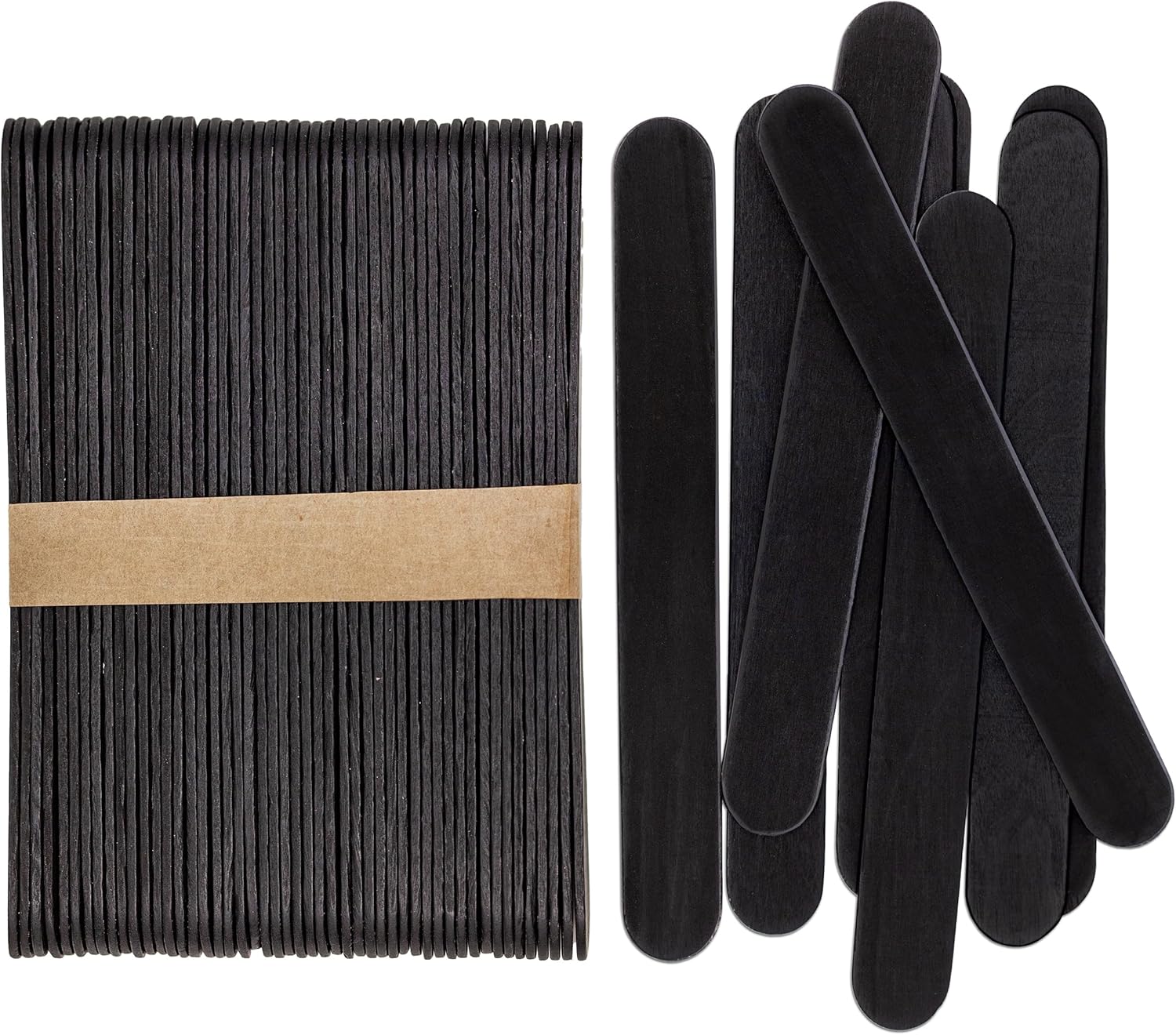 CraftySticks- 1000 Pack 6 Inch Black Painted Wood Craft Sticks, Jumbo Popsicle Sticks for Crafts, Learning and STEM Basics