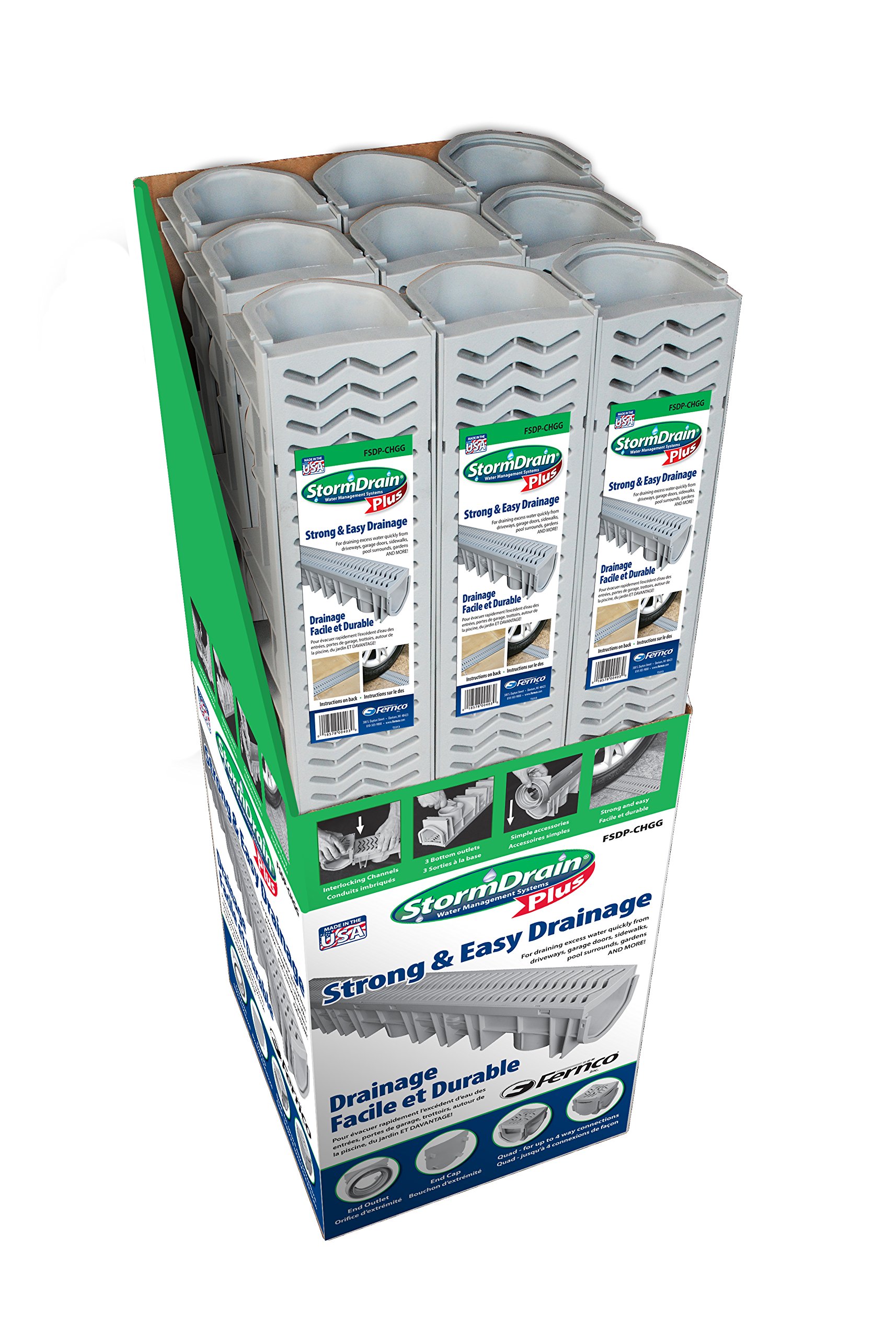 Fernco Storm Drain FSDP-CHGG 9 Piece Display Channel Drain & Trench Set